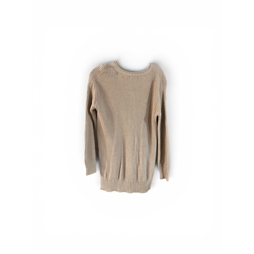 SO Beige Waffle Knit Henley Sweater Women's Small High Low Hem Pullover - Picture 2 of 3